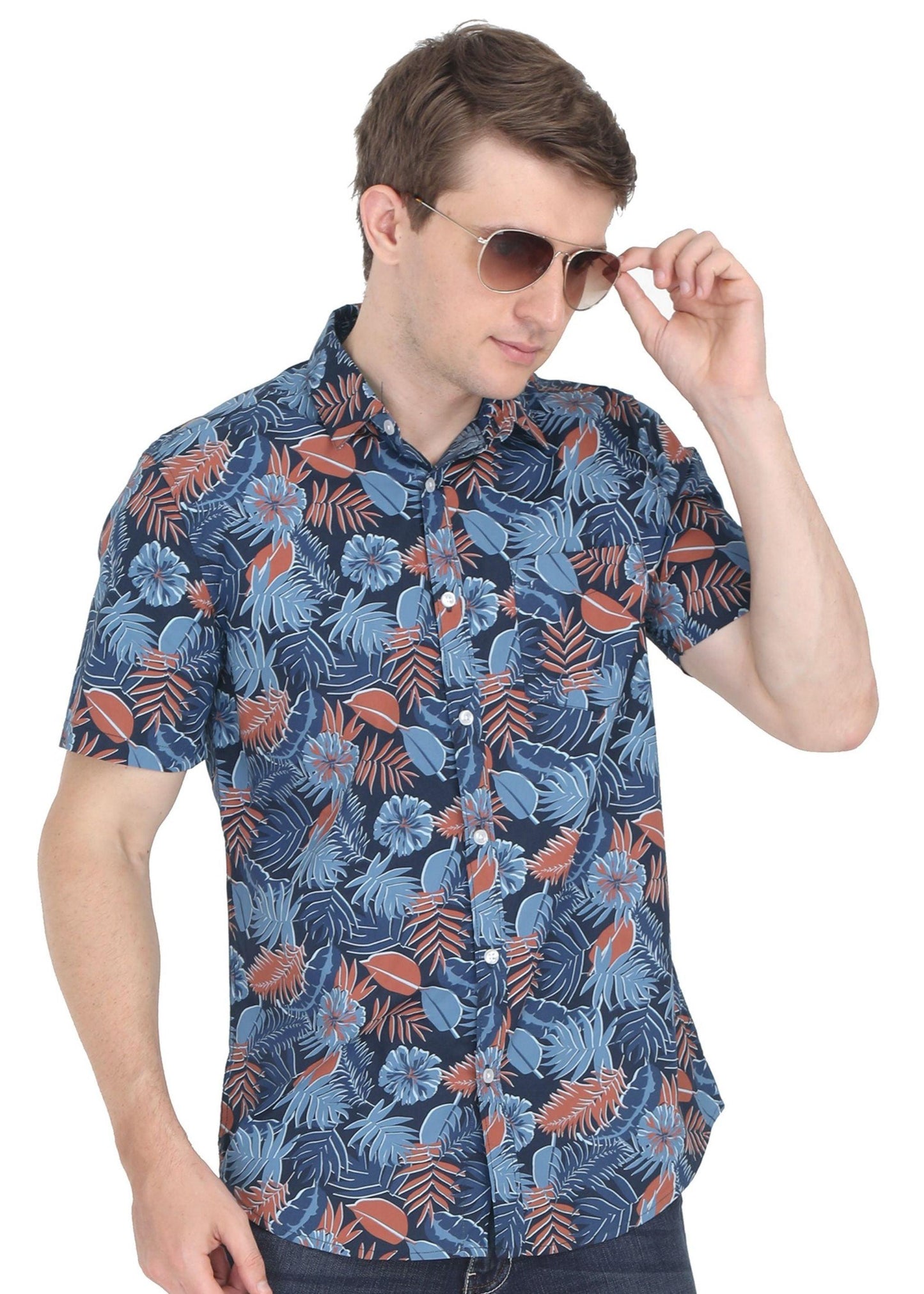 Grey Tropical Printed Shirt