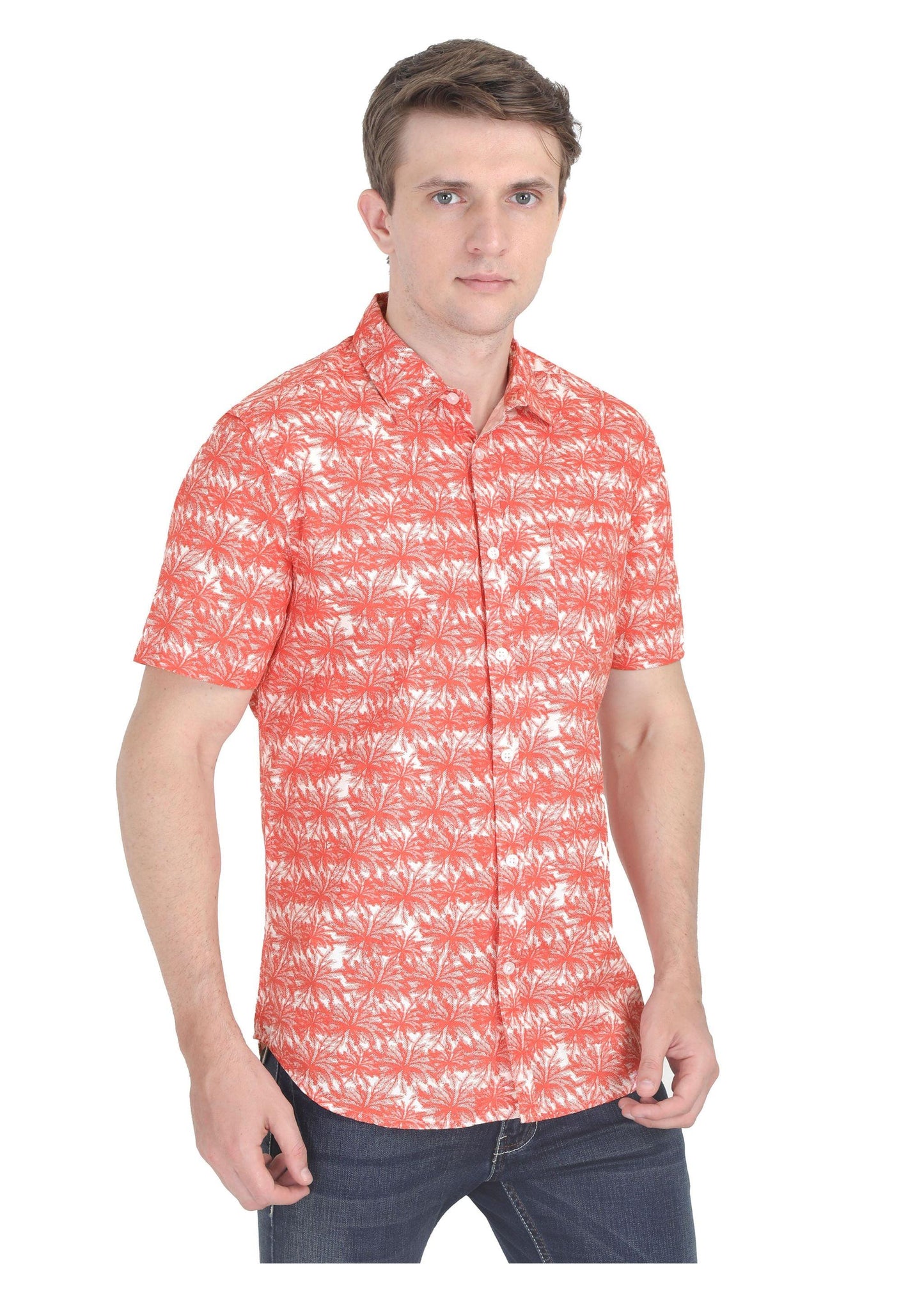 Orange Palm Printed Shirt