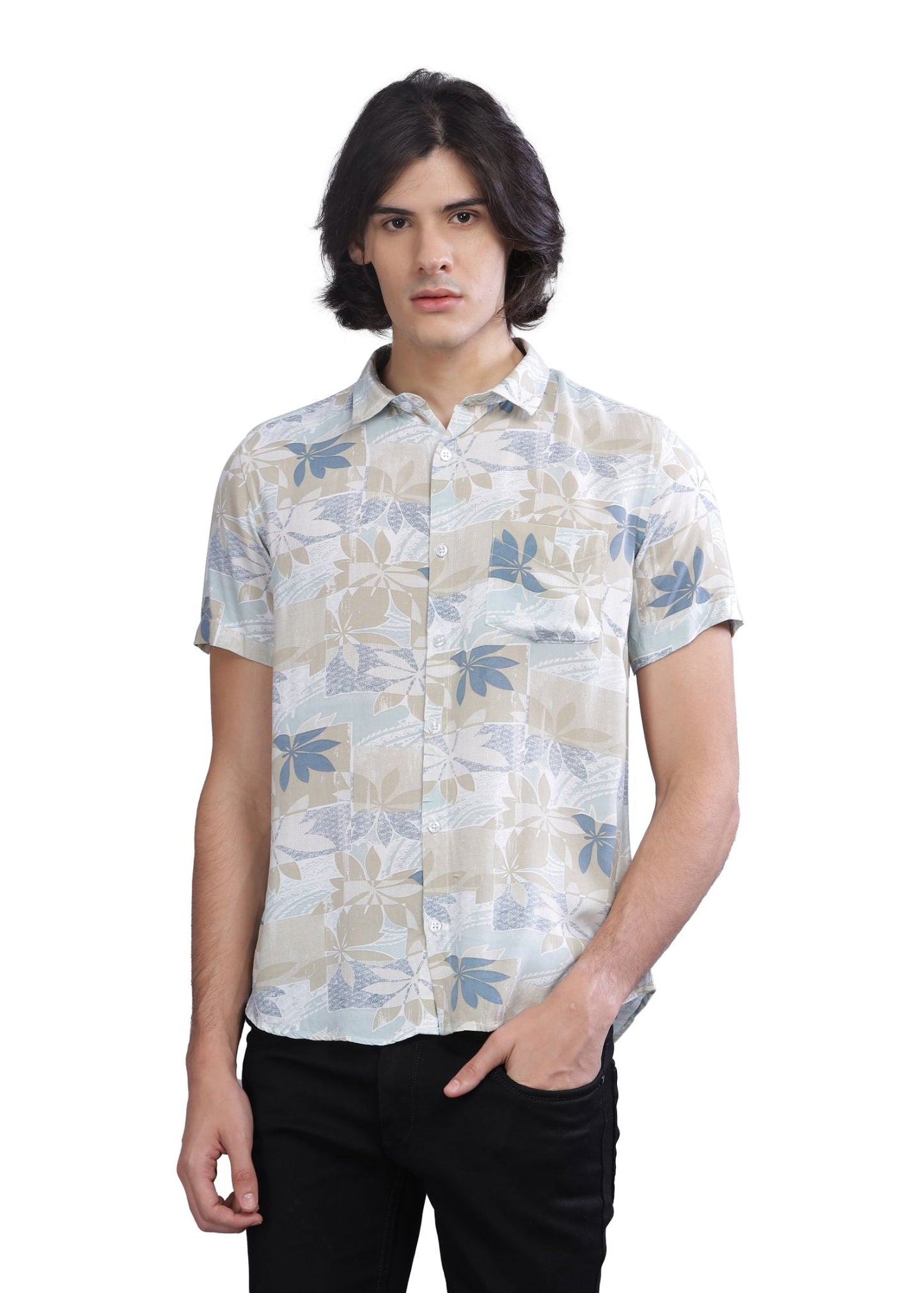 Olive Patch Printed Shirt