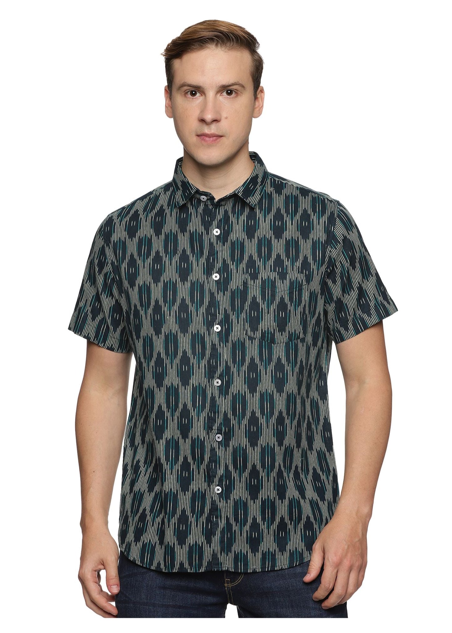 Blue Pixel Printed Shirt