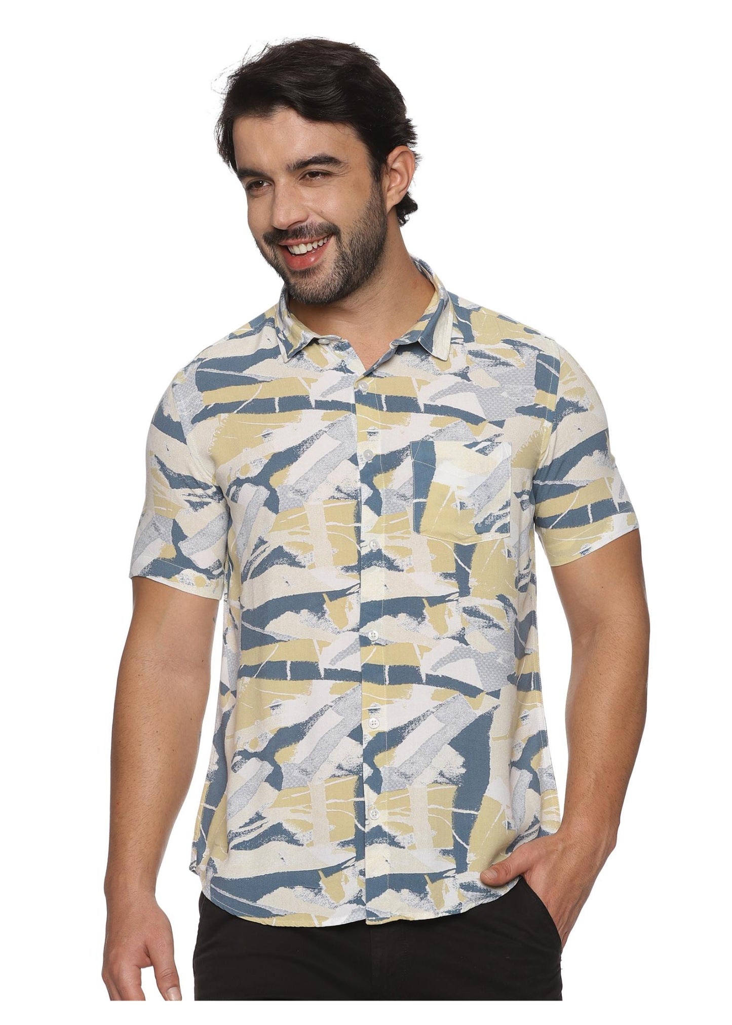 Yellow Thunder Mens Printed Shirt
