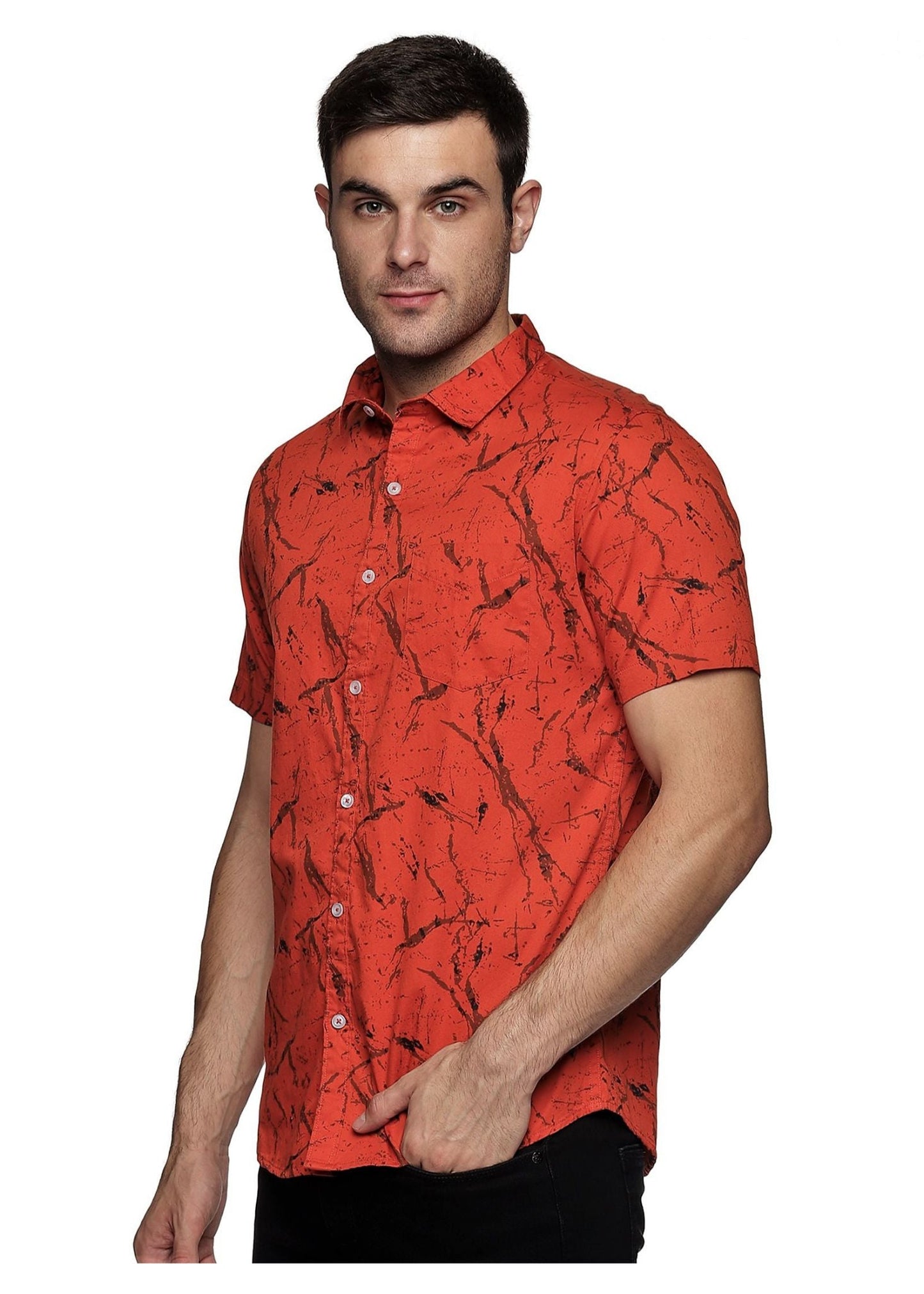 Orange Marbel Printed Shirt