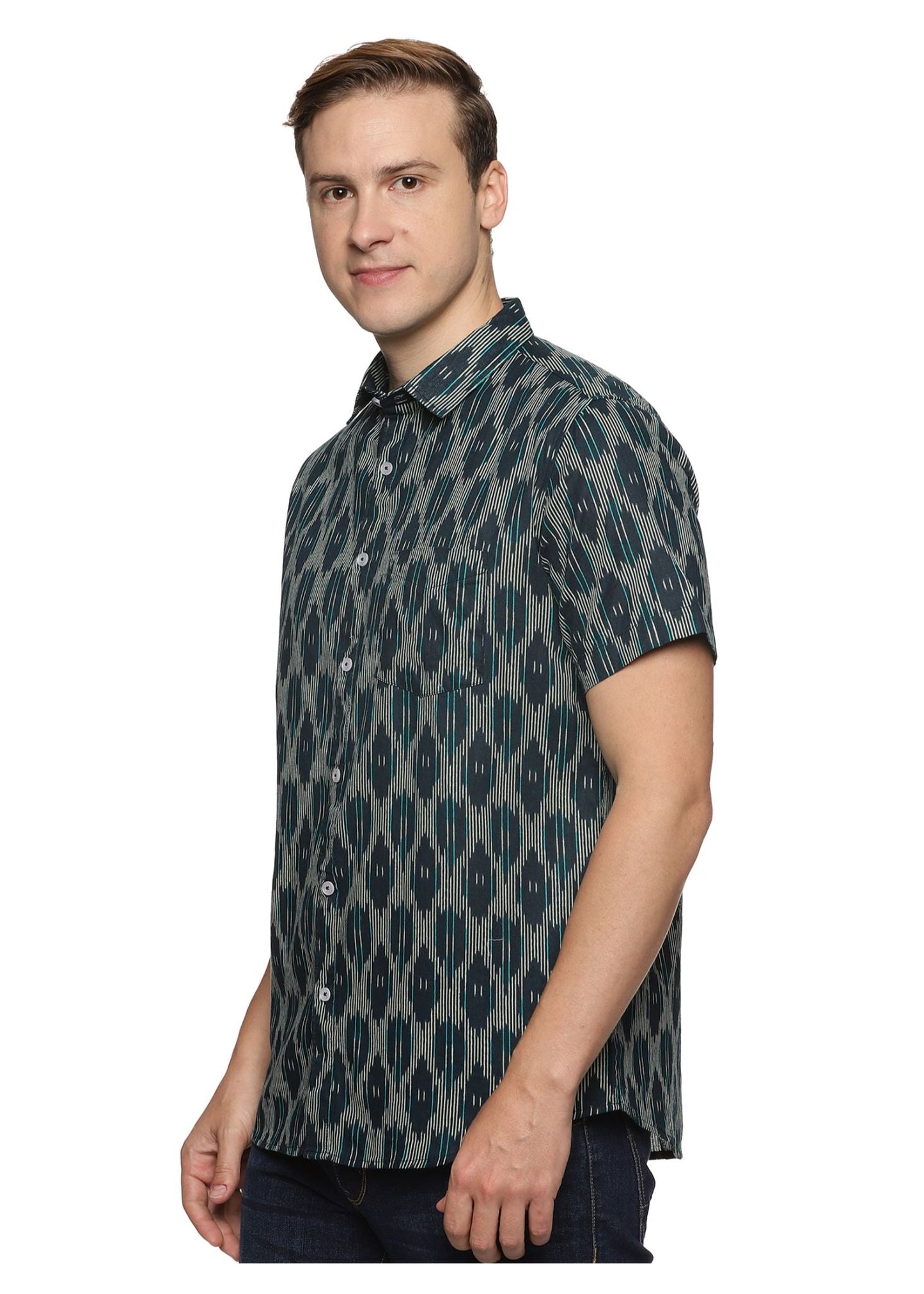 Blue Pixel Printed Shirt