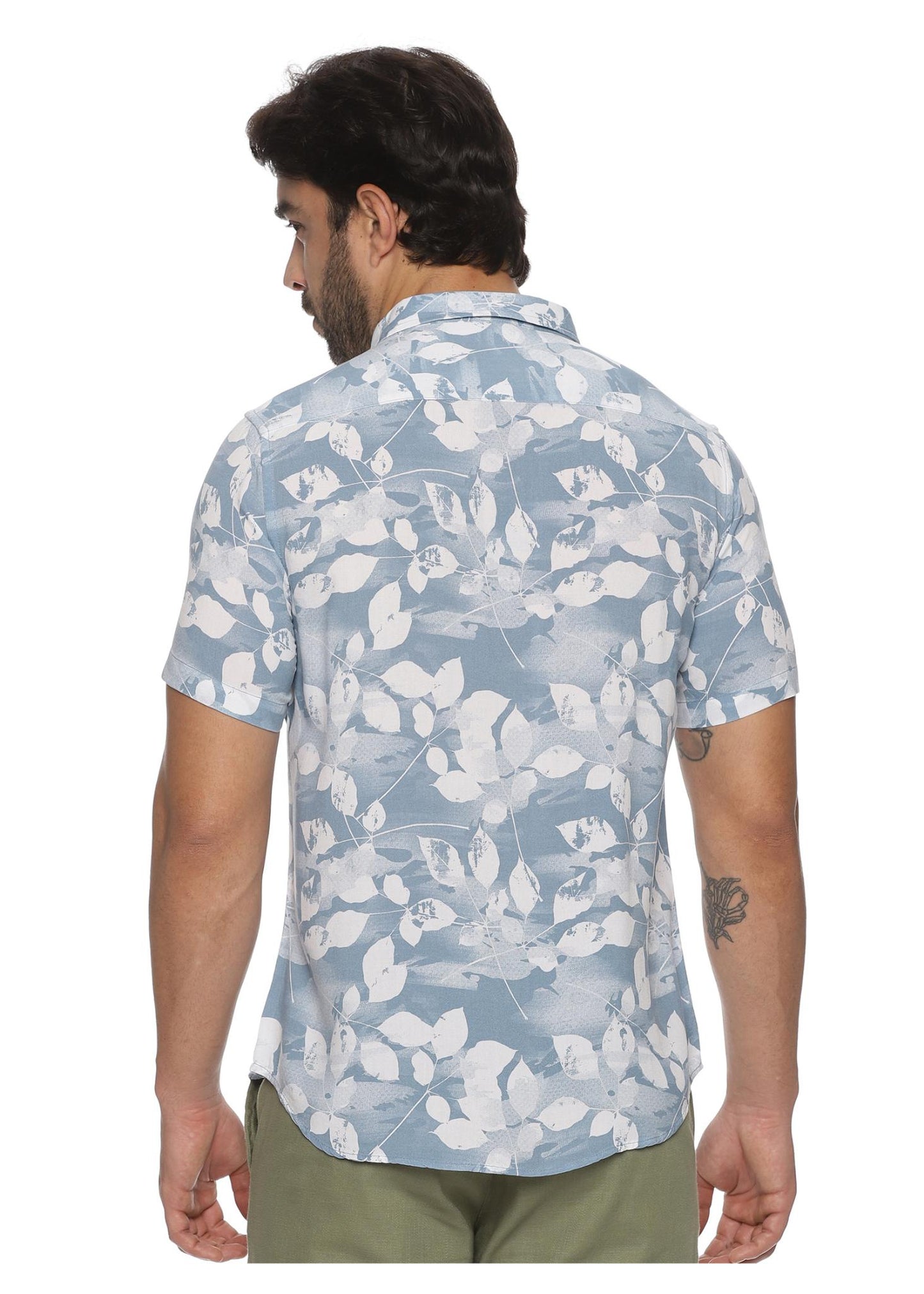 Blue Petal Mens Printed Shirt