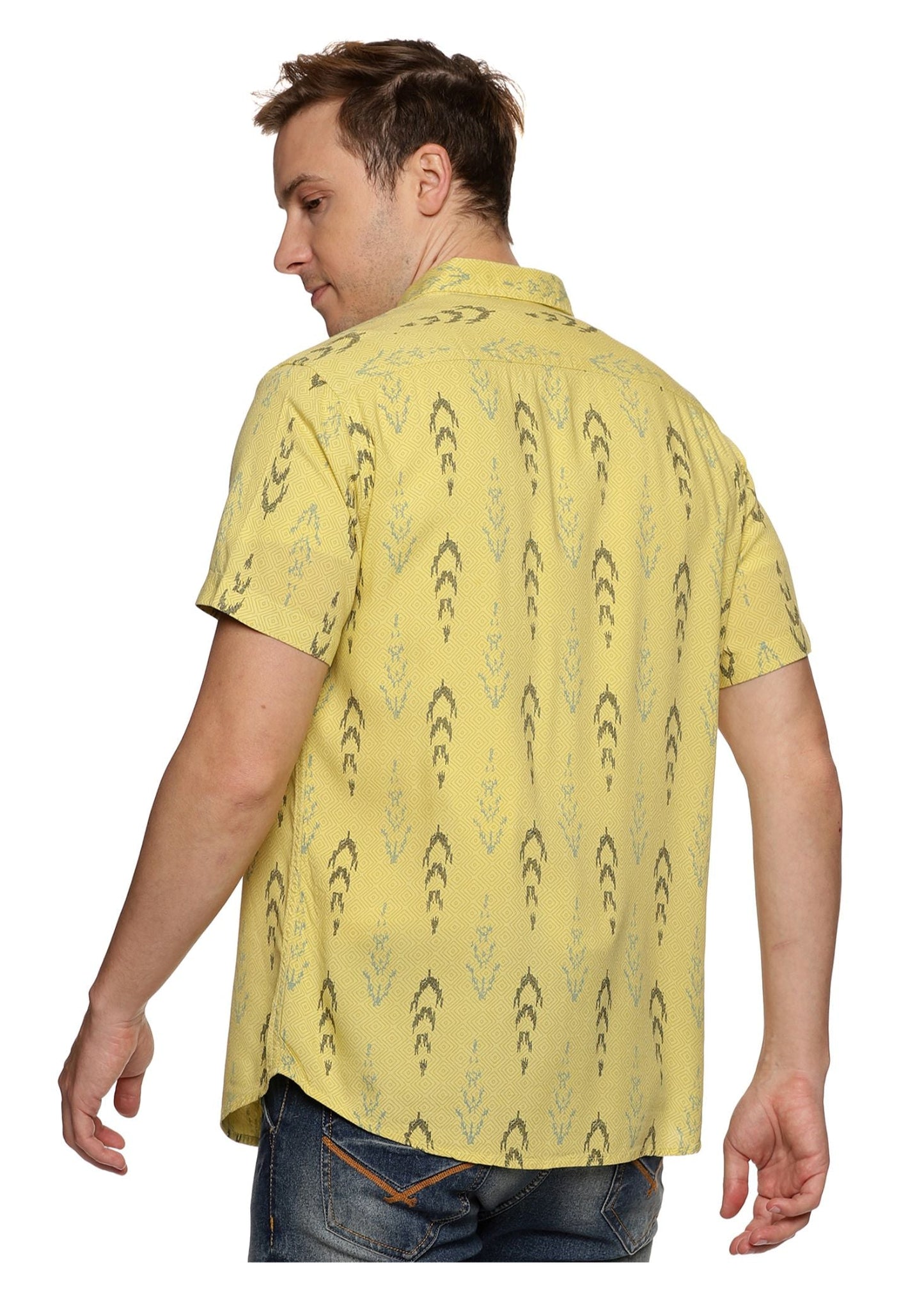 Mustard Ikkat Printed Shirt