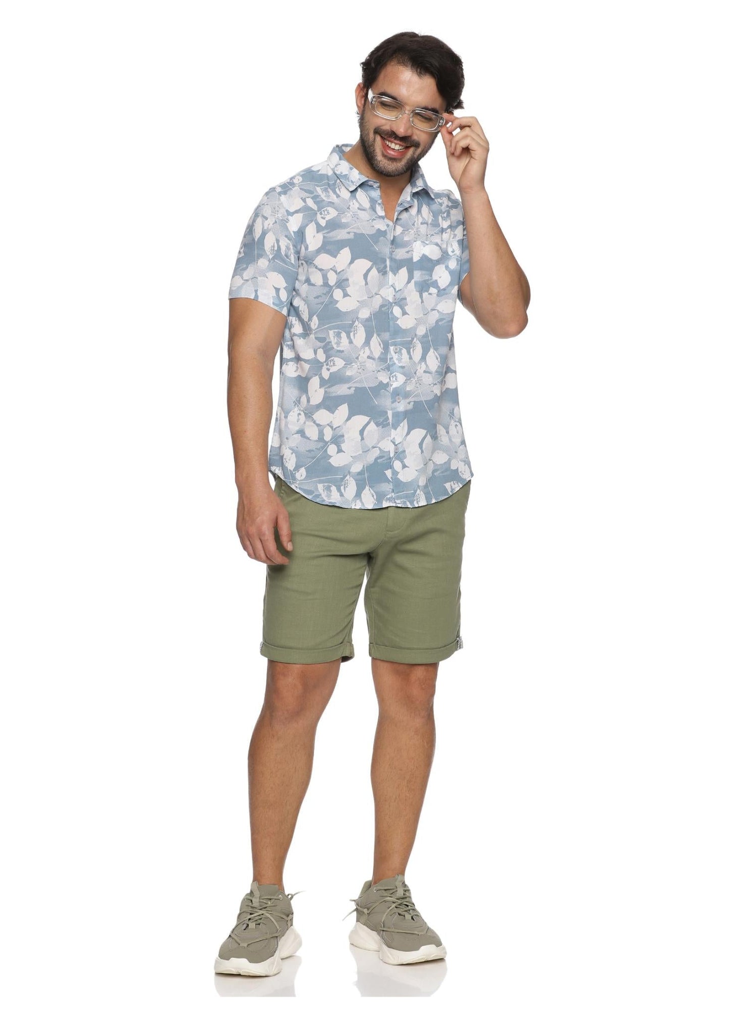 Blue Petal Mens Printed Shirt