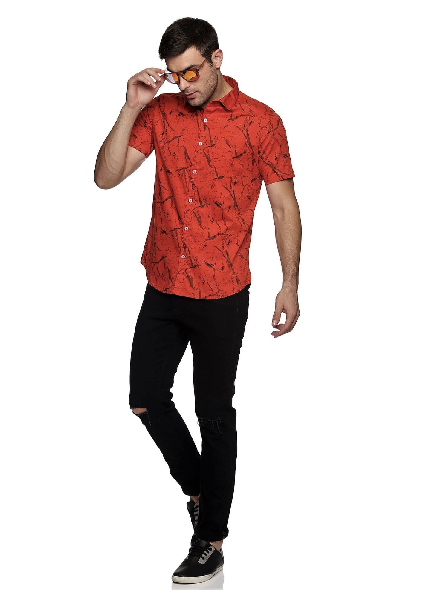 Orange Marbel Printed Shirt