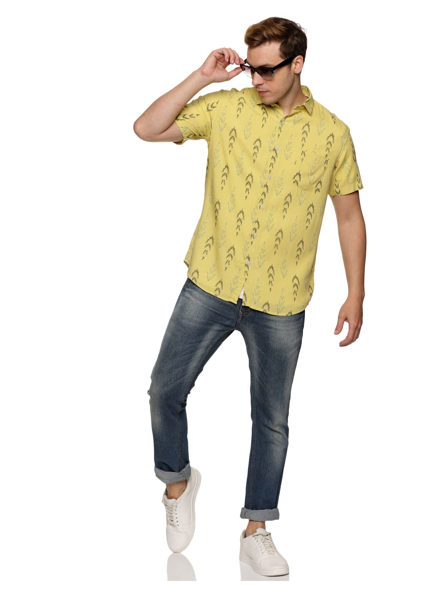 Mustard Ikkat Printed Shirt