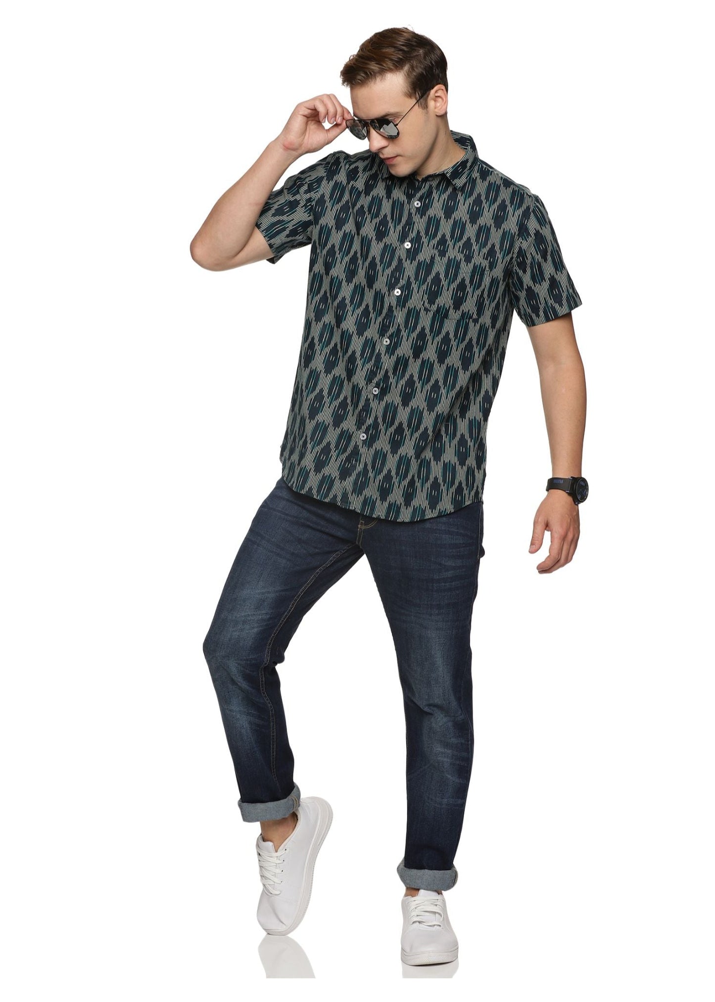 Blue Pixel Printed Shirt