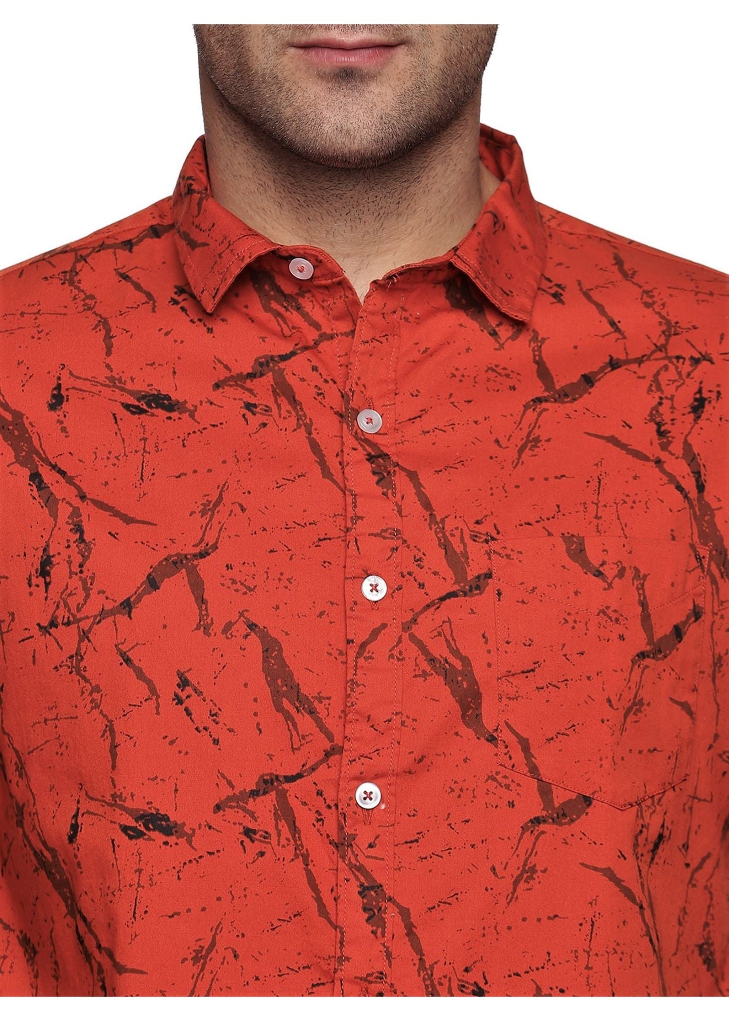 Orange Marbel Printed Shirt