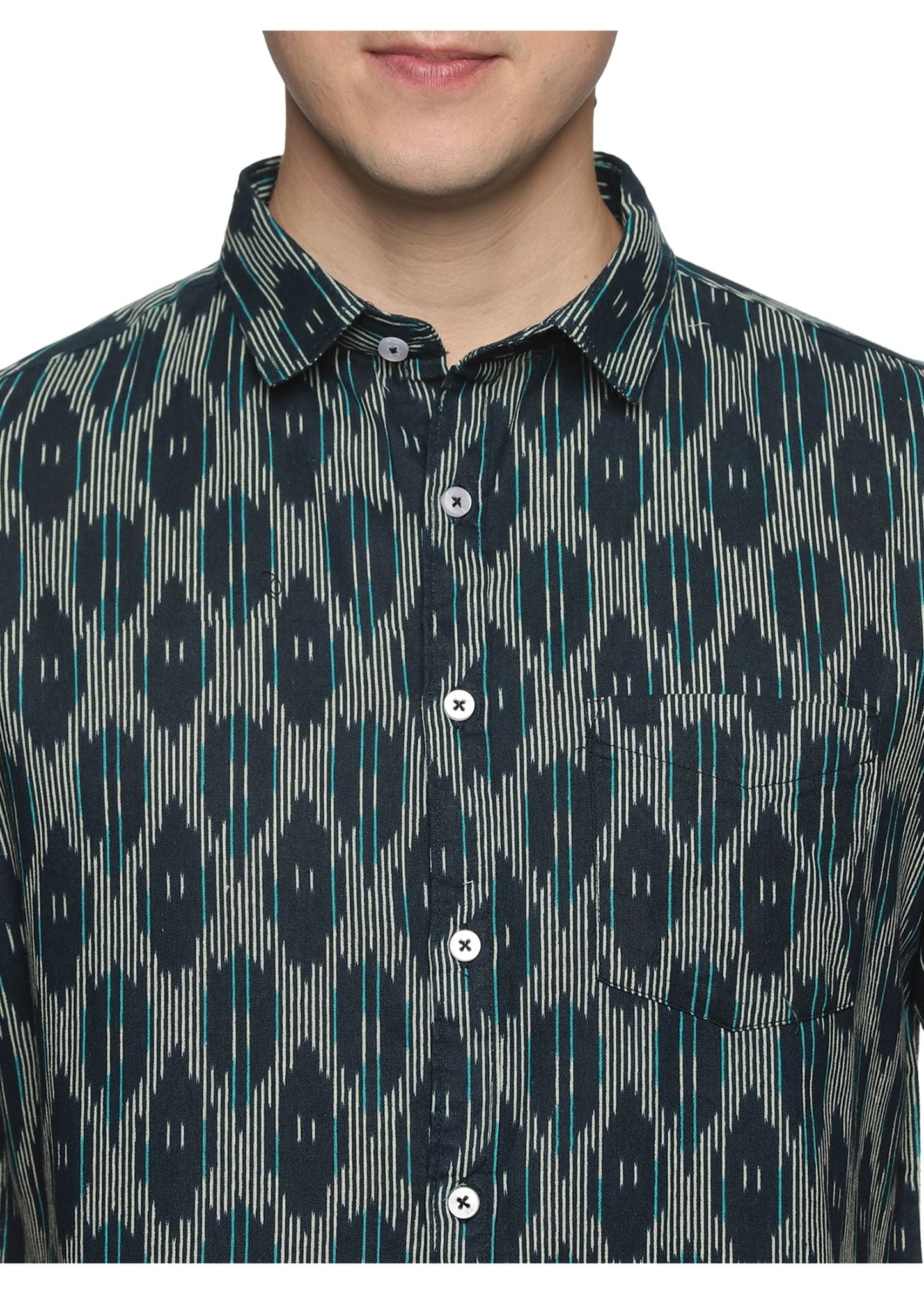 Blue Pixel Printed Shirt