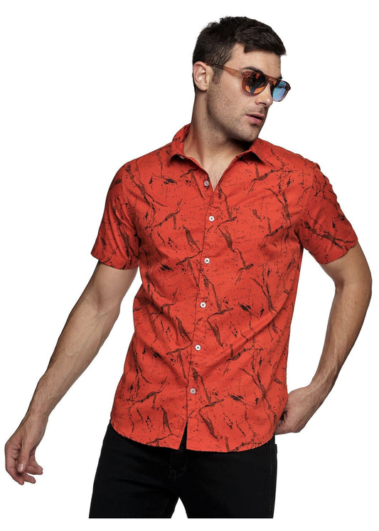 Orange Marbel Printed Shirt