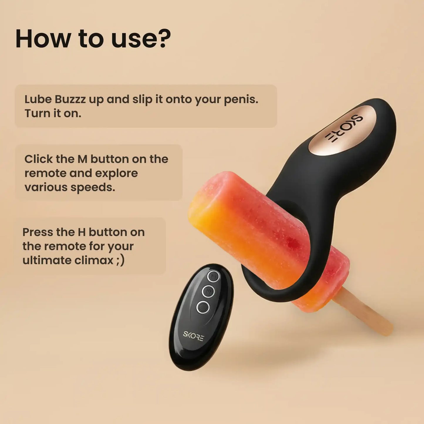 Skore Buzzz - Rechargeable Vibrating Ring with Remote For Him & Her