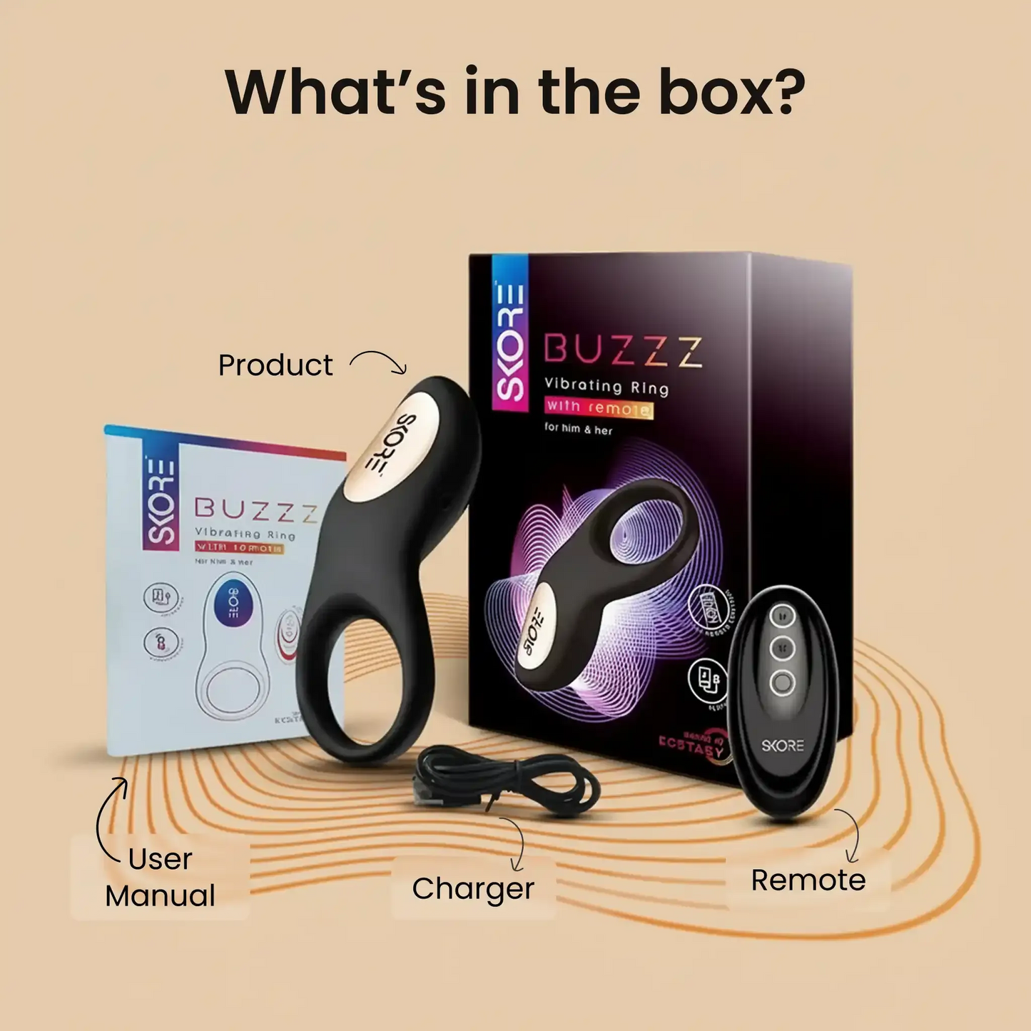 Skore Buzzz - Rechargeable Vibrating Ring with Remote For Him & Her
