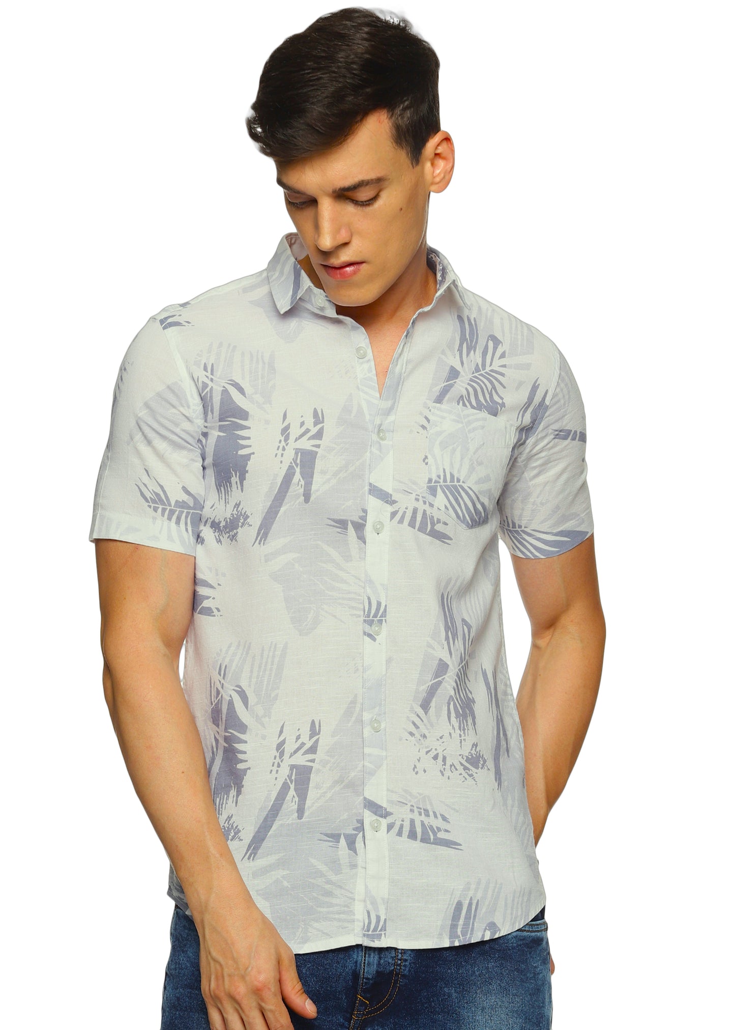 Grey Overcast Printed Shirt