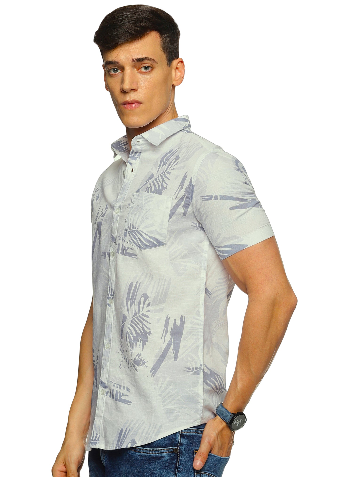 Grey Overcast Printed Shirt