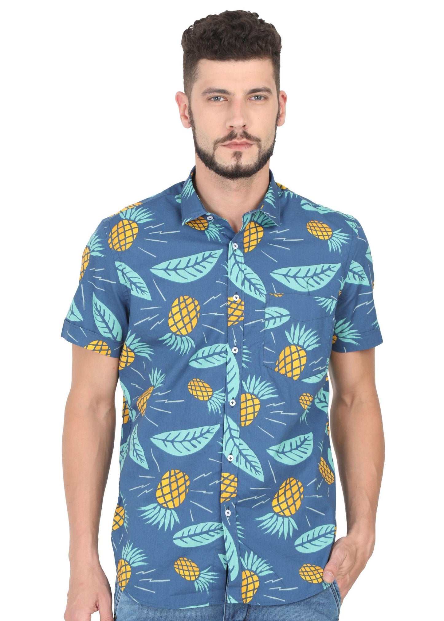 Blue Pineapple Printed Shirt
