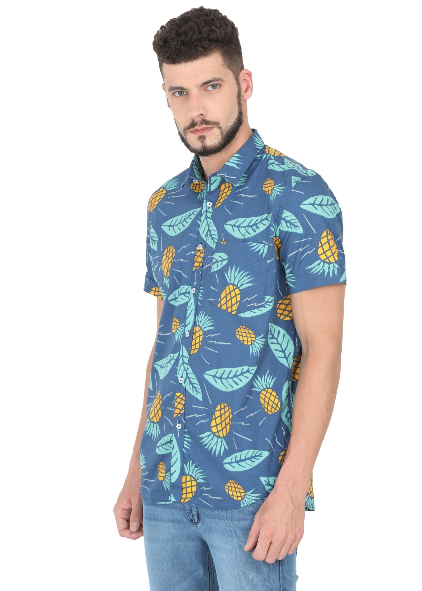 Blue Pineapple Printed Shirt