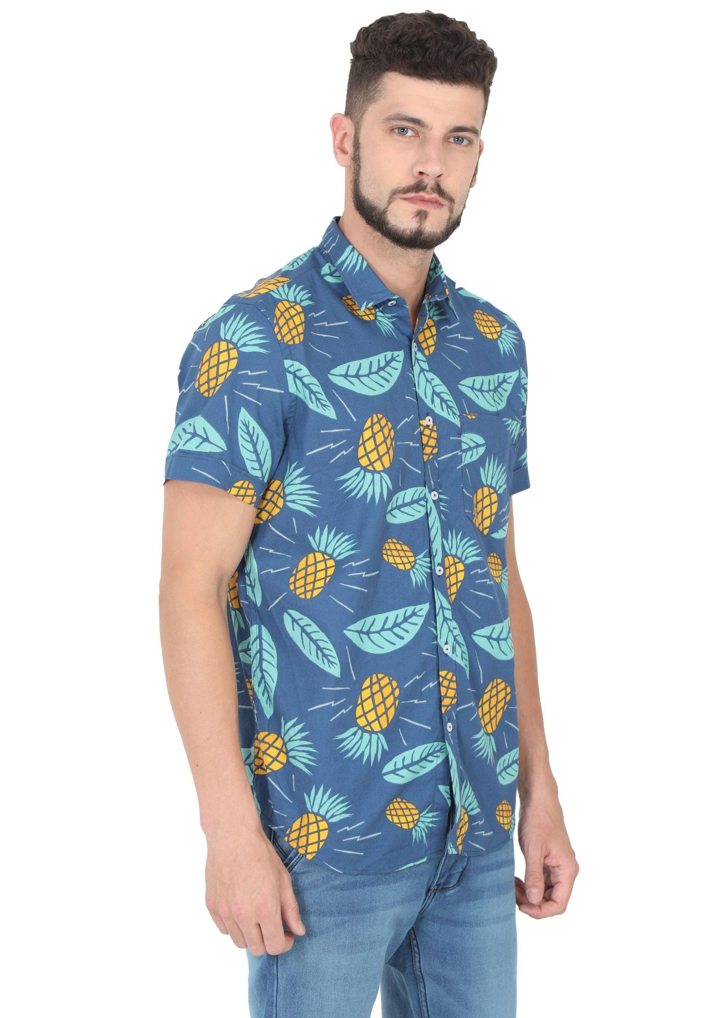 Blue Pineapple Printed Shirt