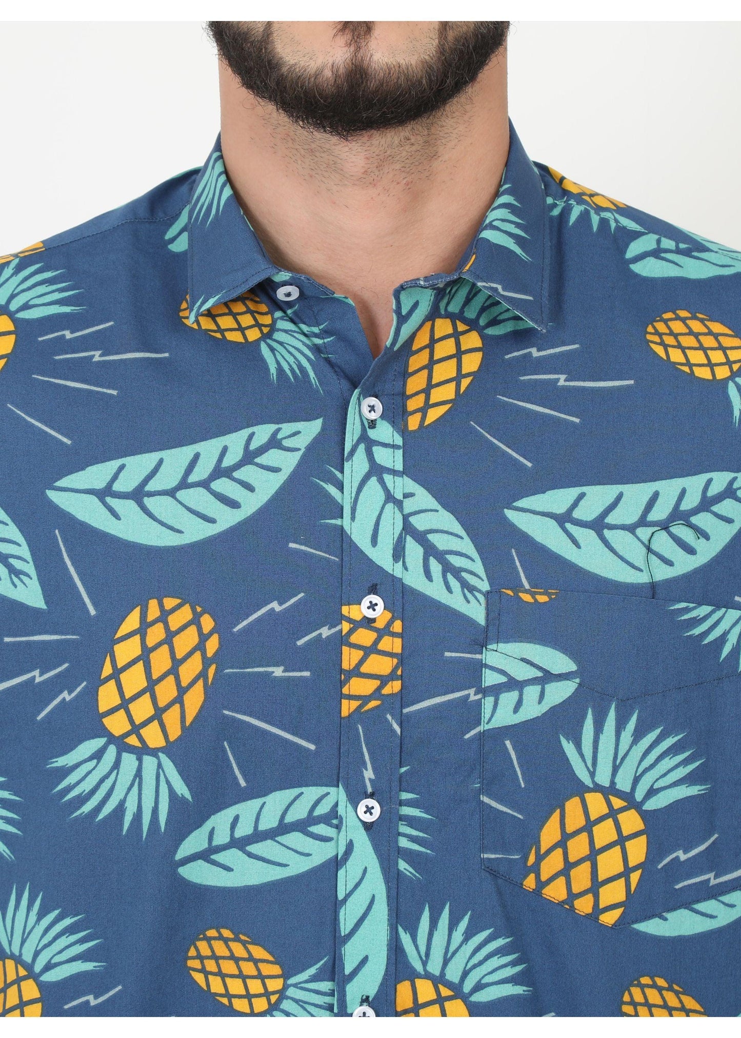 Blue Pineapple Printed Shirt