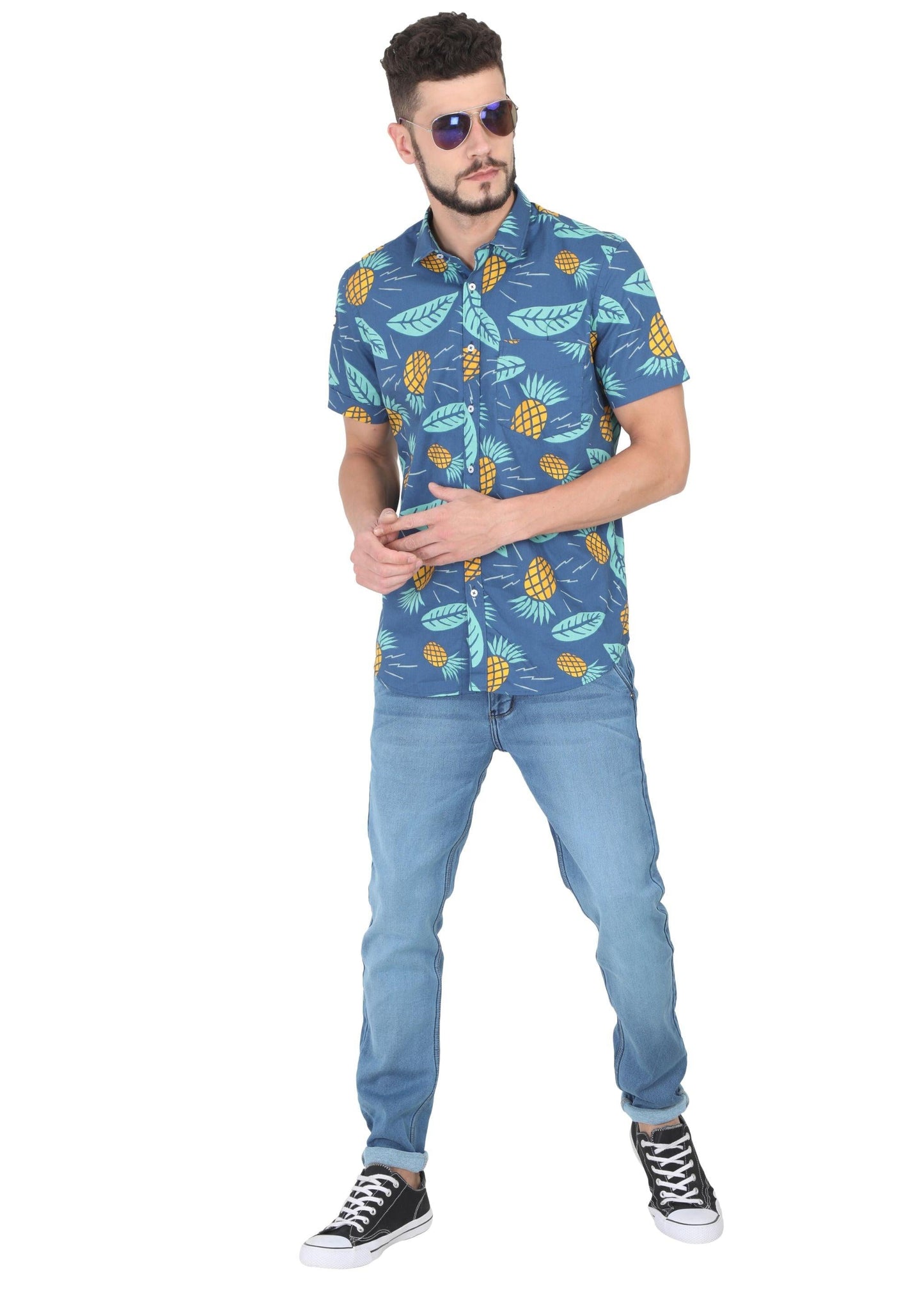 Blue Pineapple Printed Shirt