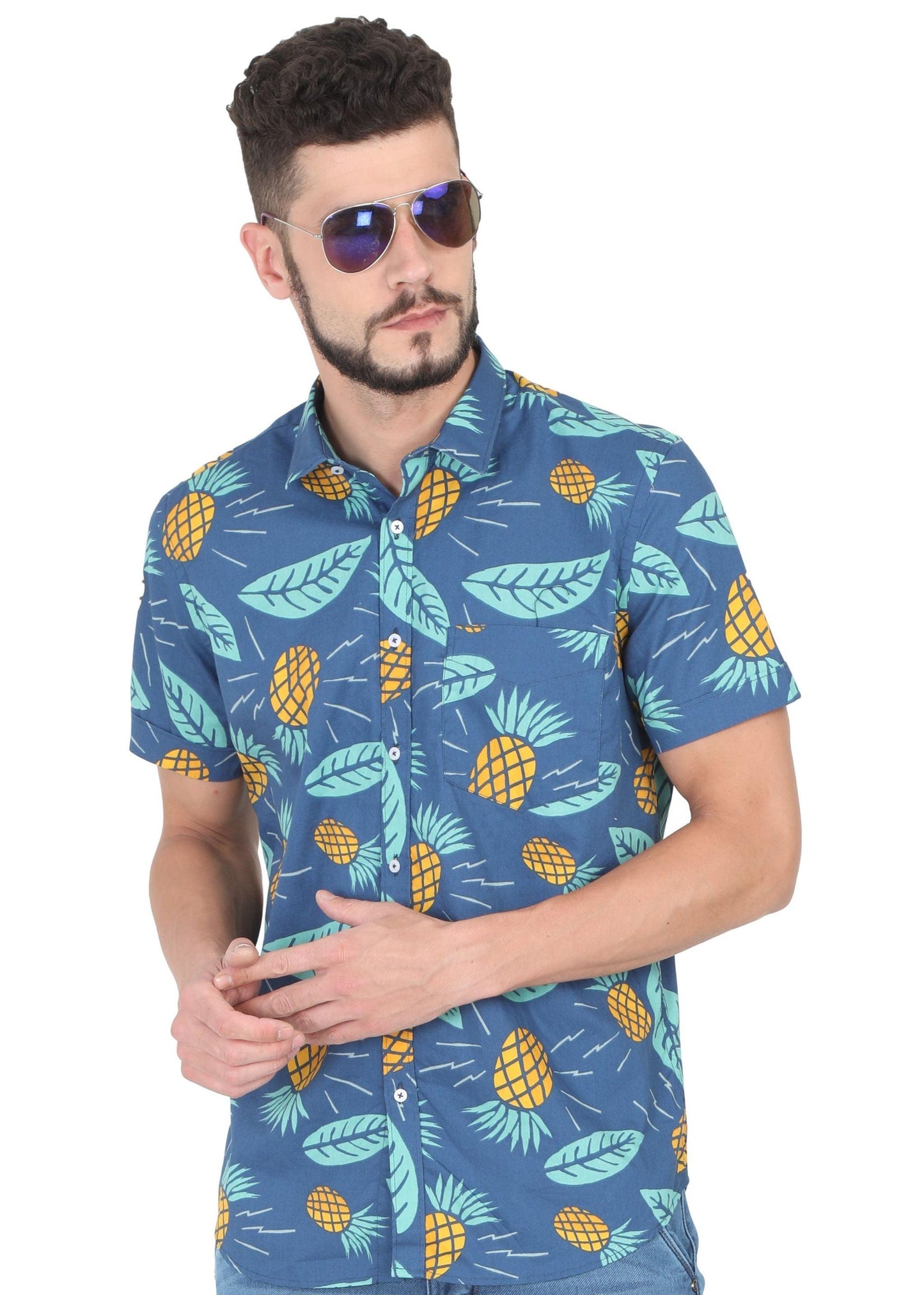 Blue Pineapple Printed Shirt