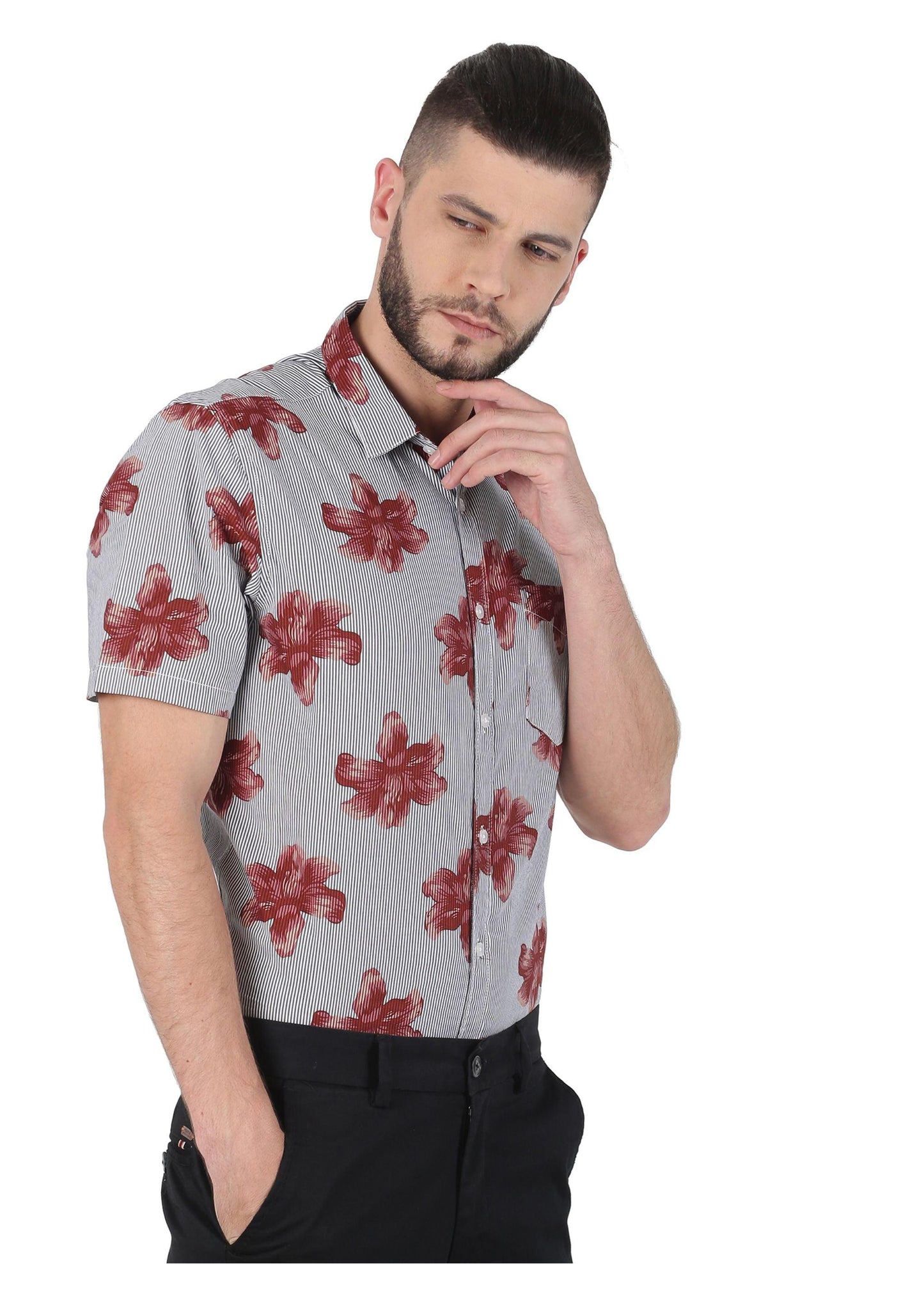Brown Bloom Printed Shirt