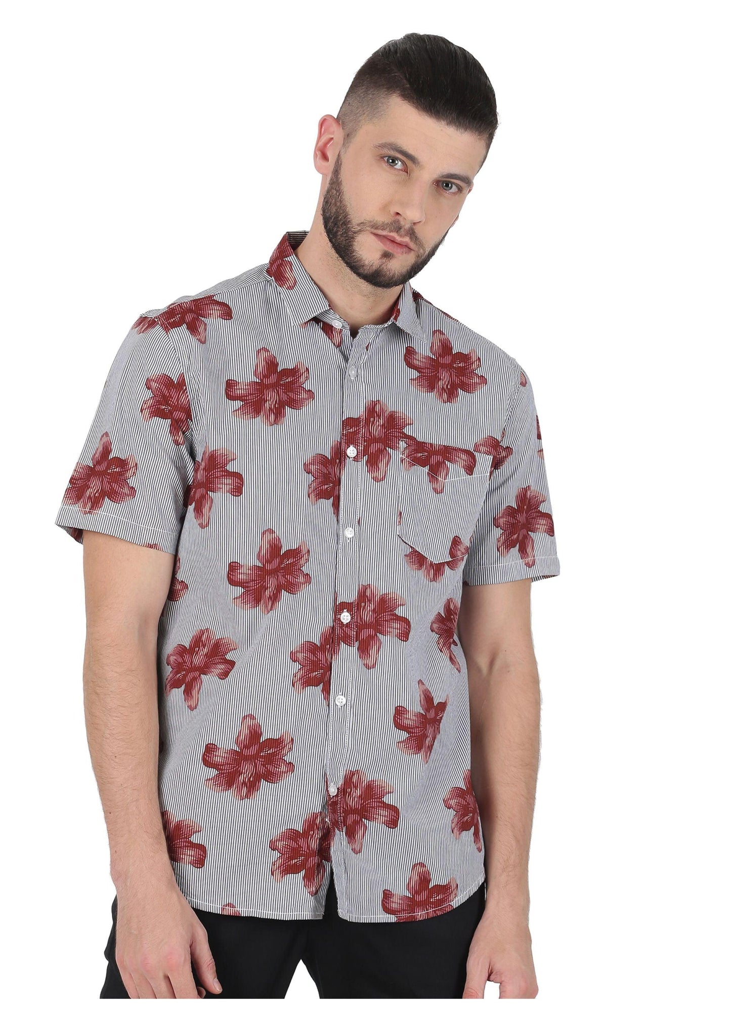 Brown Bloom Printed Shirt