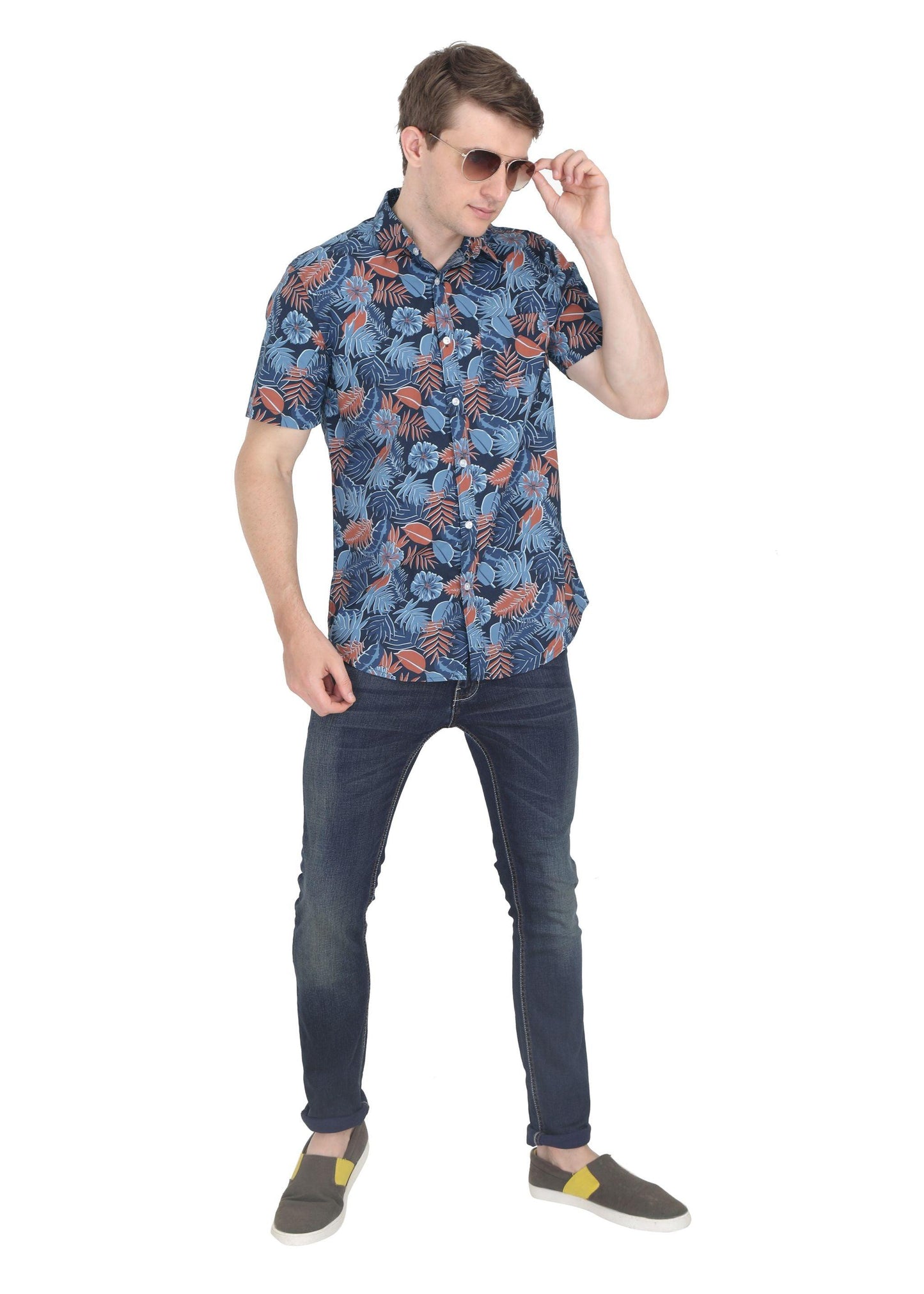 Grey Tropical Printed Shirt