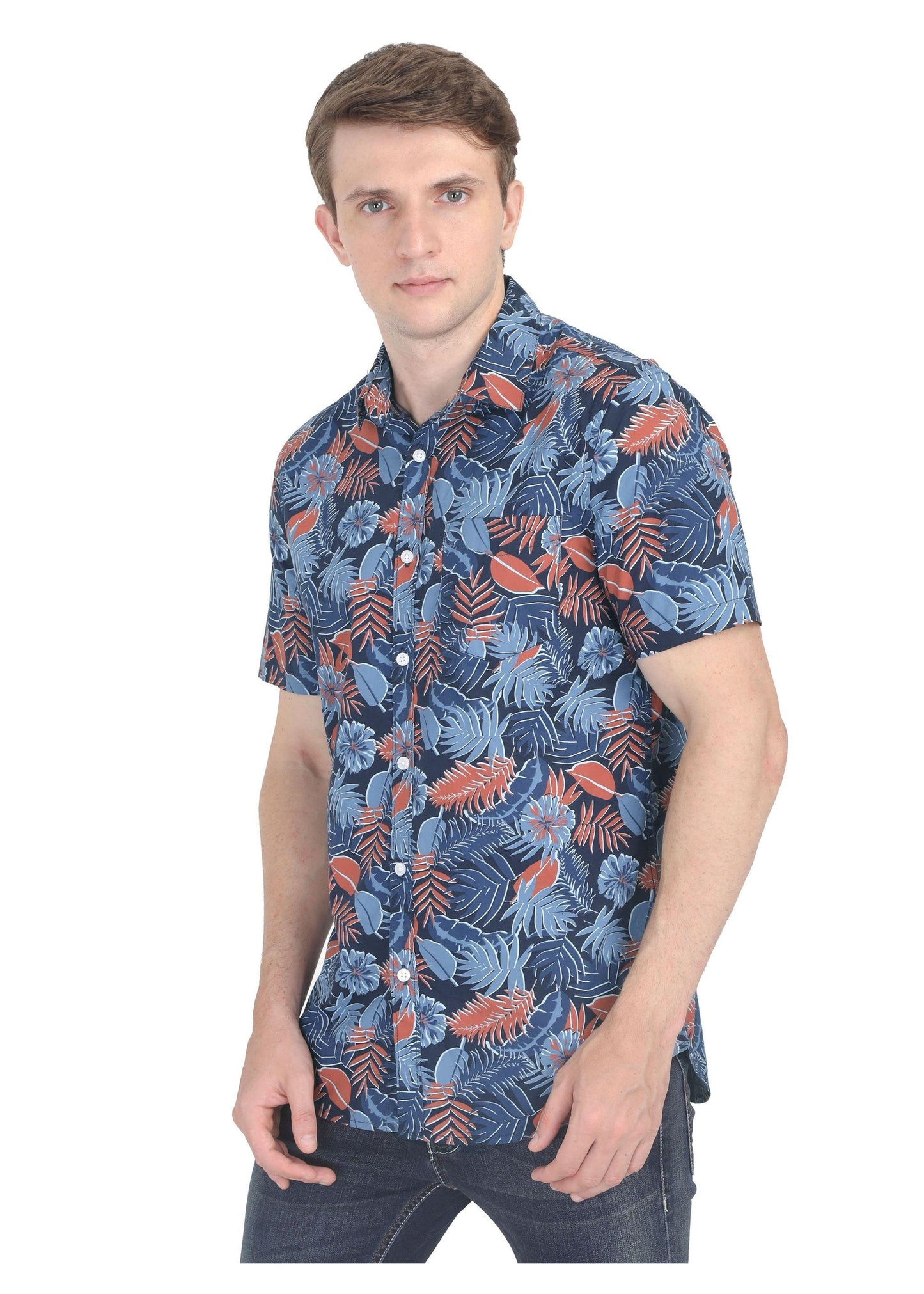 Grey Tropical Printed Shirt