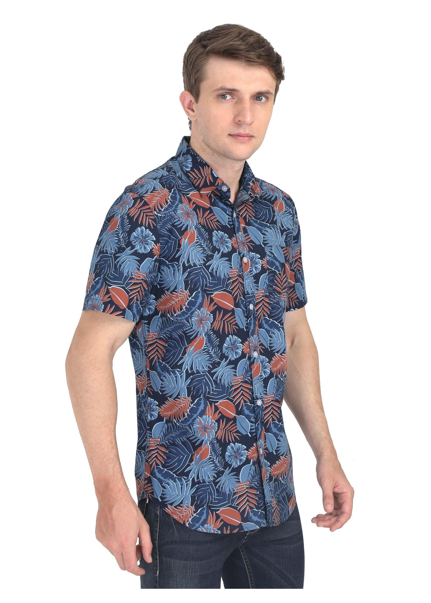 Grey Tropical Printed Shirt