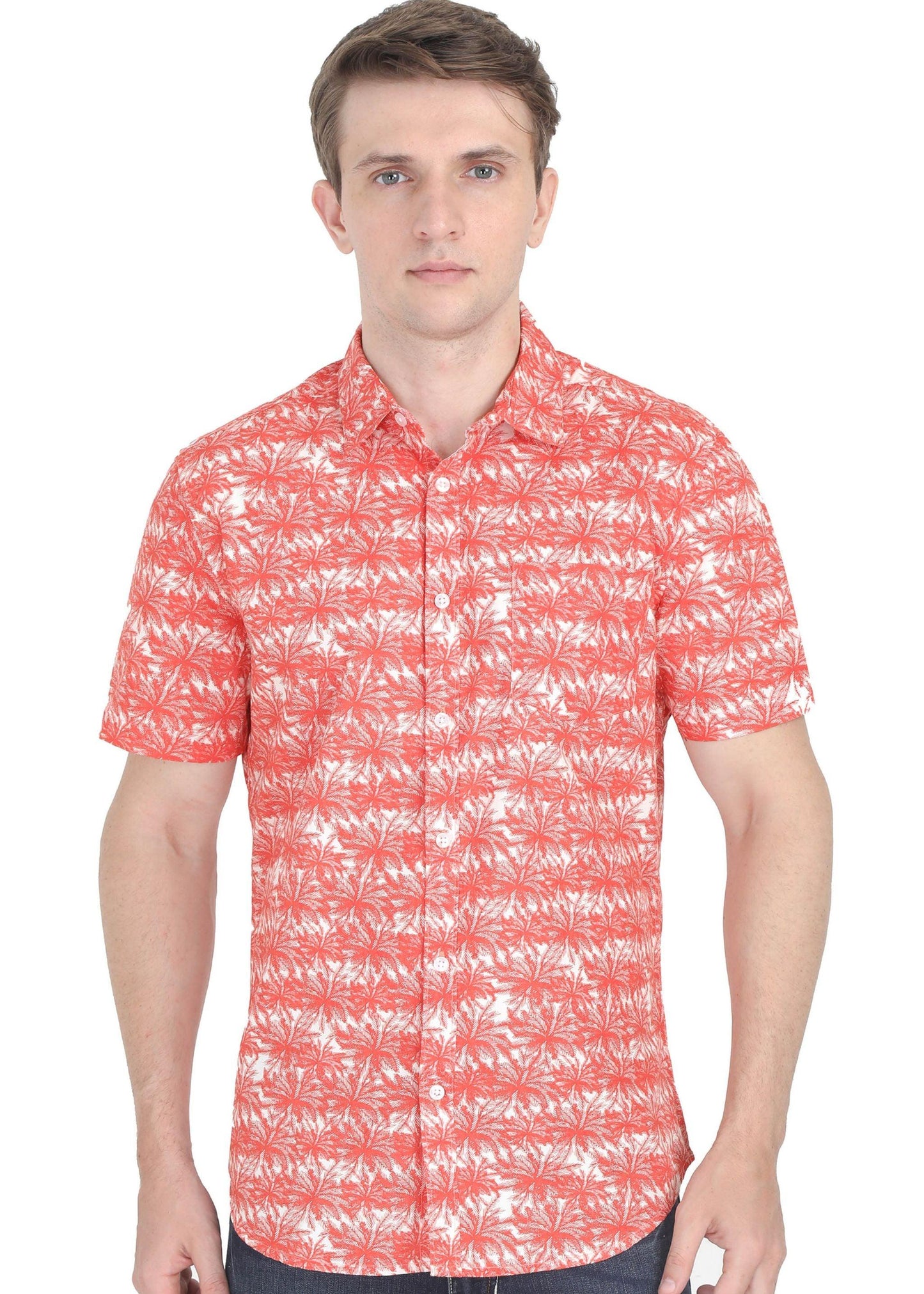Orange Palm Printed Shirt