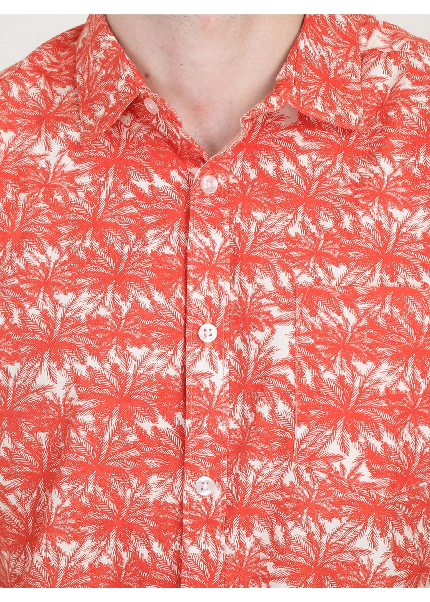 Orange Palm Printed Shirt