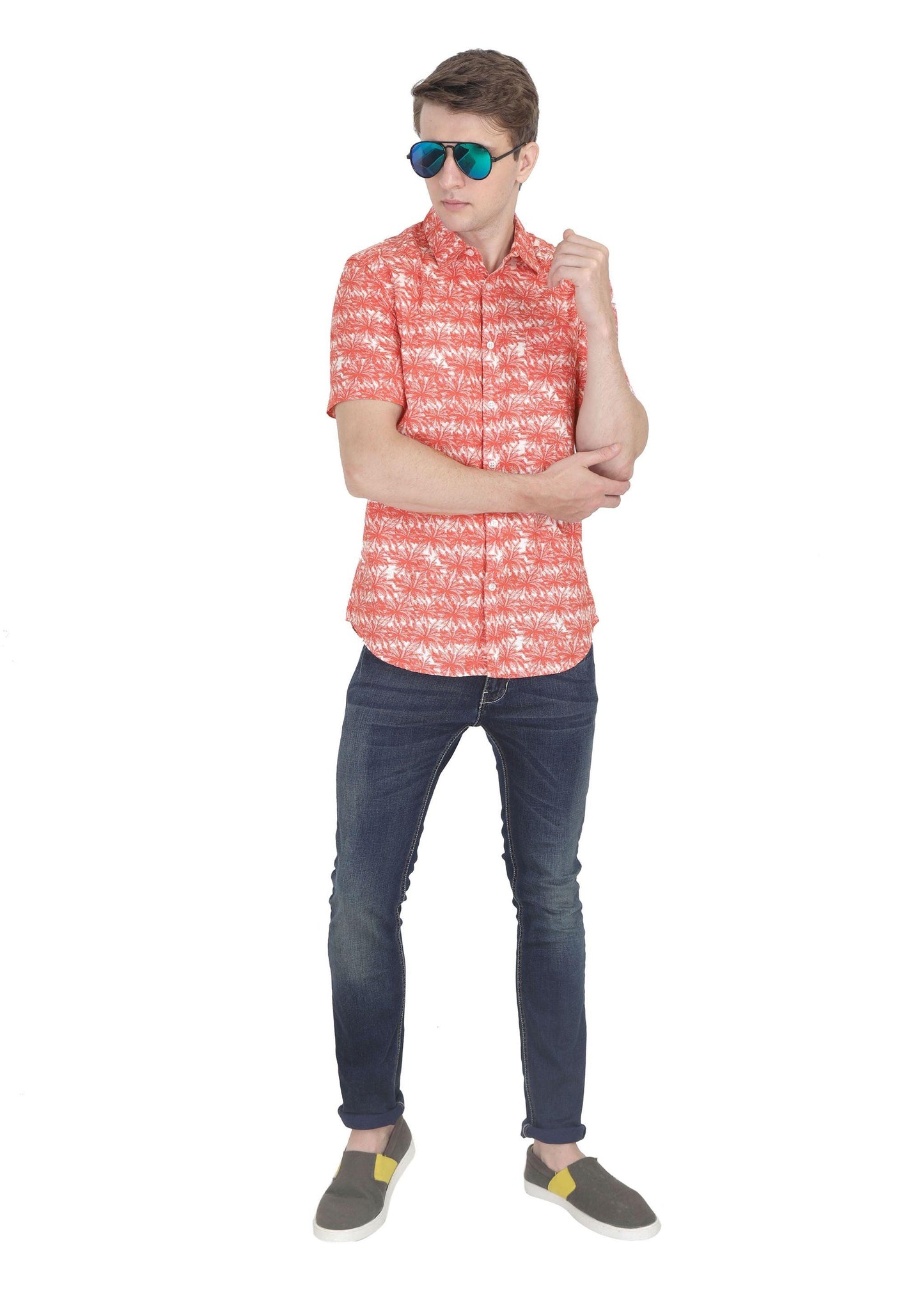 Orange Palm Printed Shirt