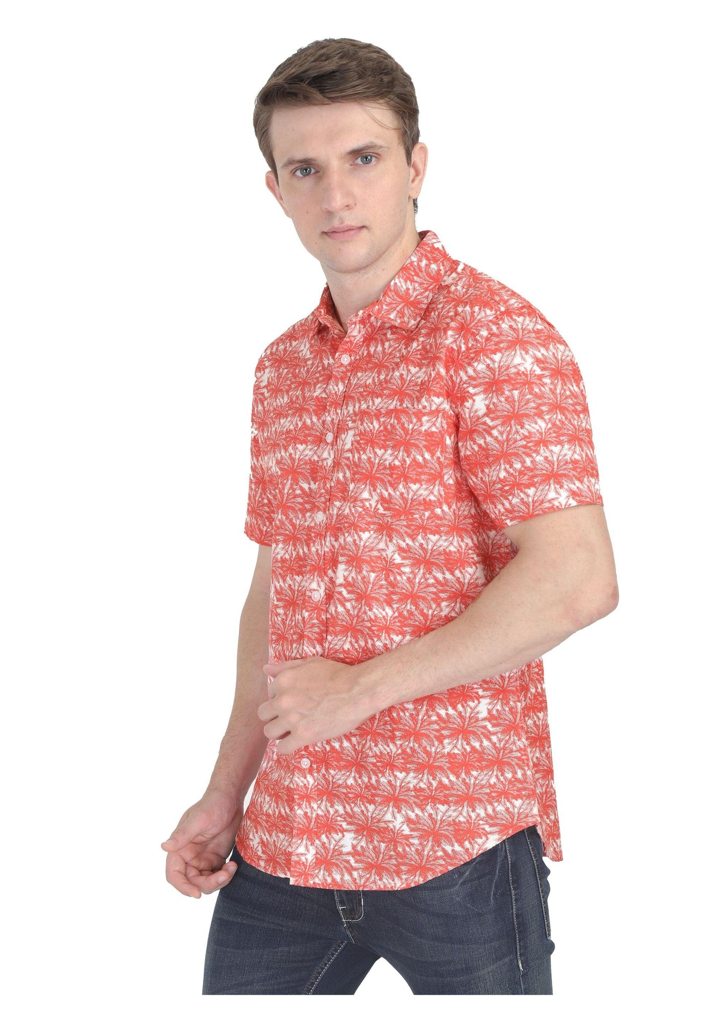 Orange Palm Printed Shirt