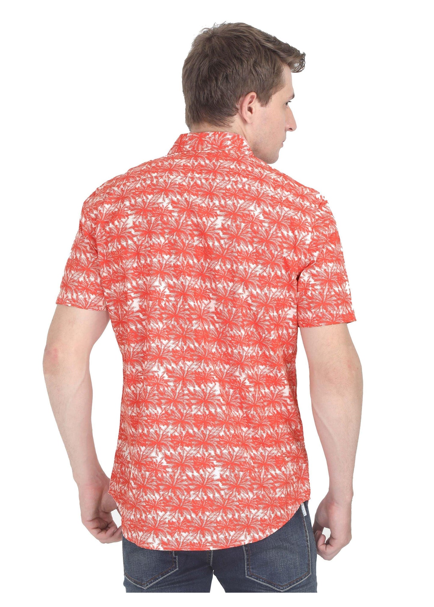 Orange Palm Printed Shirt