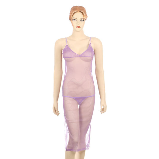 Itspleazure women sexy Long see through Purple Gown